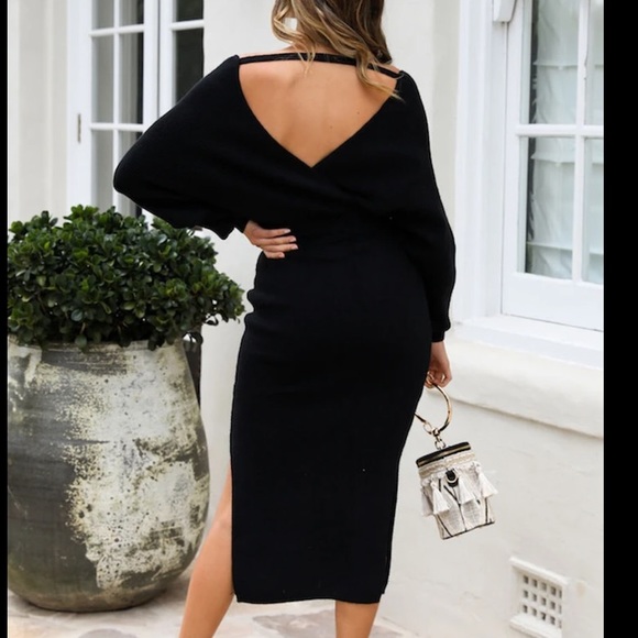 V-neck Sweater Midi Dress - Picture 3 of 7